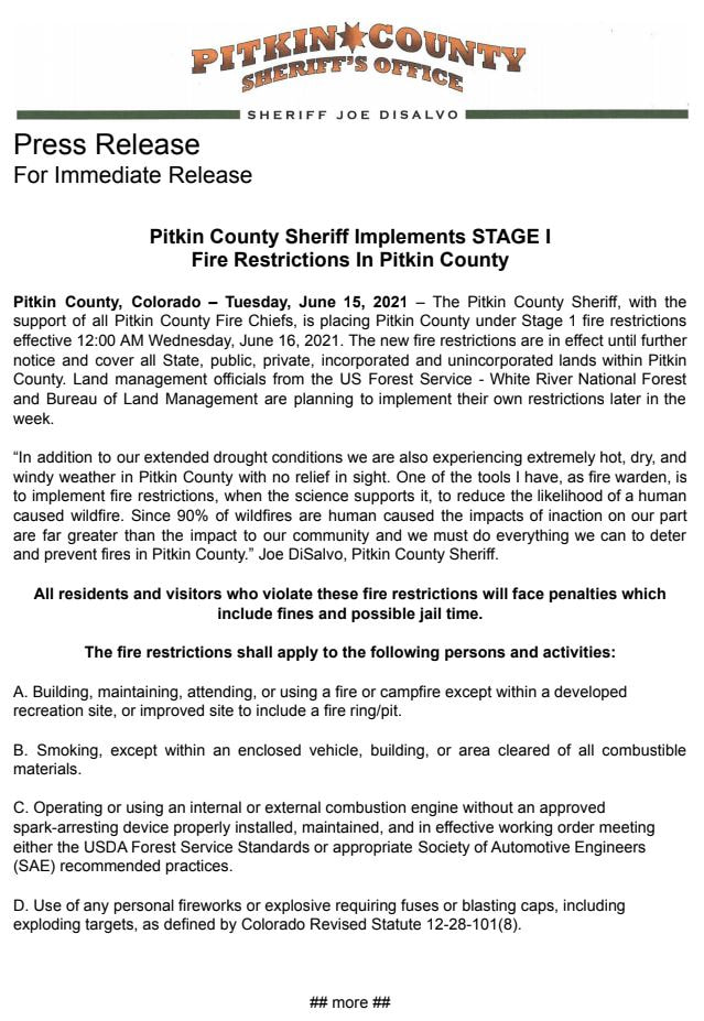 Press release - stage 1 fire restrictions effective june 15 2021
